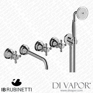 IB Rubinetti HR398SS Hermes + Hermes Elle Five Holes Wall Mounted Bath Filler with Shower Kit Spare Parts