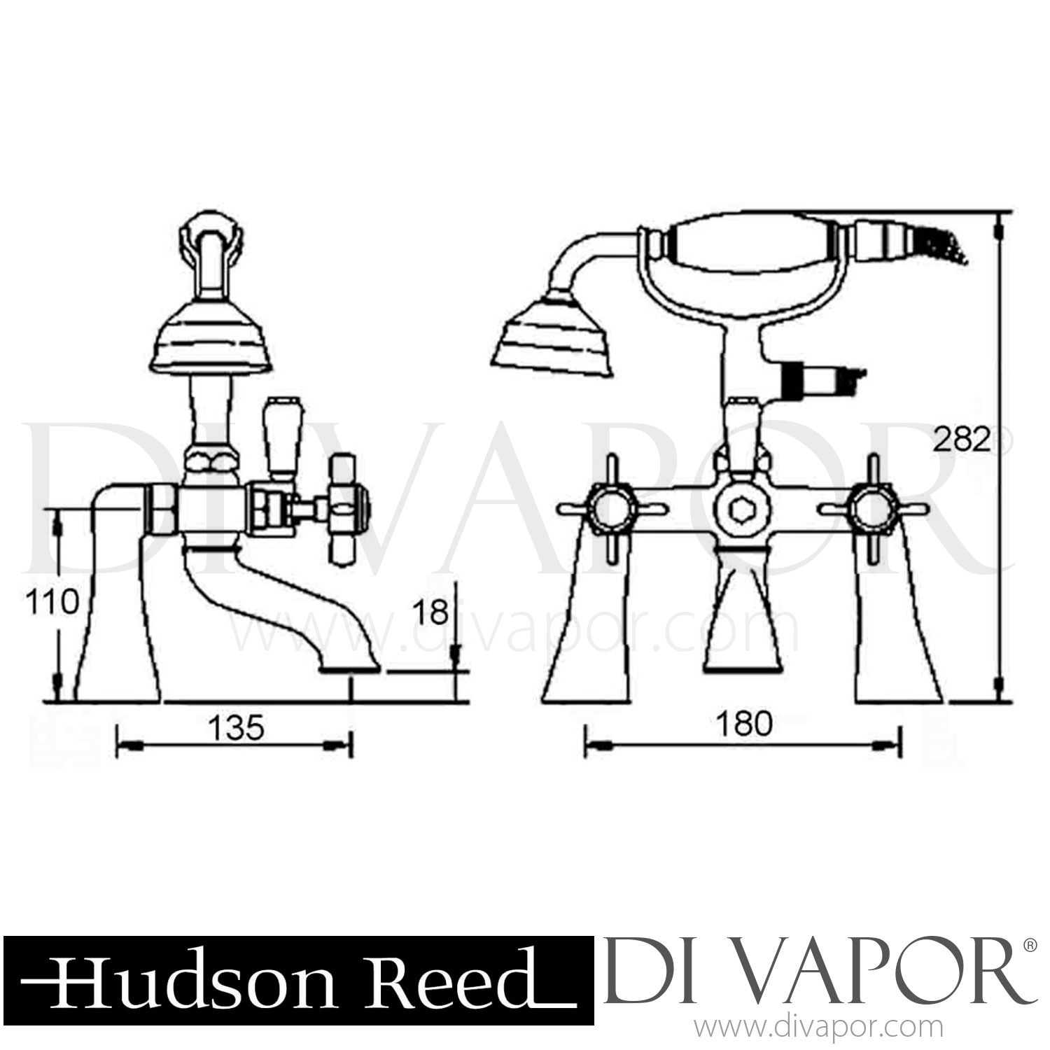 Hudson Reed / Nuie I304X Beaumont 1/2? Bath Shower Mixer with Shower Kit Spare Parts