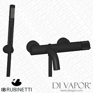 IB Rubinetti ID250NP Industria Wall Mounted Bath Filler Complete with Shower Kit Spare Parts