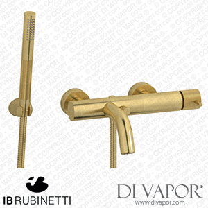IB Rubinetti ID250ON Industria Wall Mounted Bath Filler Complete with Shower Kit Spare Parts