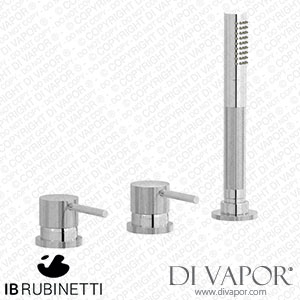 IB Rubinetti ID397CC Industria Three Holes Bath Filler with Overflow Outlet Connection Diverter and Shower Kit Spare Parts