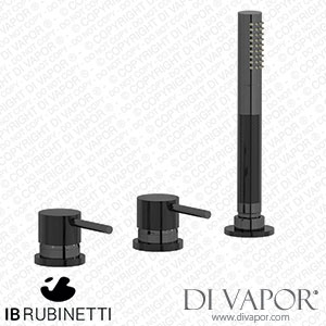 IB Rubinetti ID397CF Industria Three Holes Bath Filler with Overflow Outlet Connection Diverter and Shower Kit Spare Parts