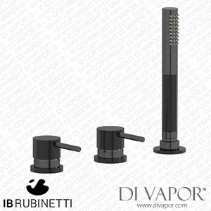 IB Rubinetti ID397CS Industria Three Holes Bath Filler with Overflow Outlet Connection Diverter and Shower Kit Spare Parts