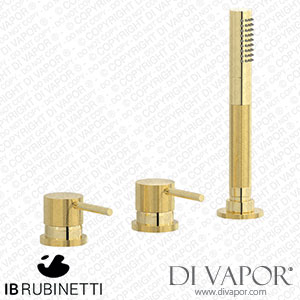 IB Rubinetti ID397II Industria Three Holes Bath Filler with Overflow Outlet Connection Diverter and Shower Kit Spare Parts