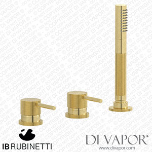 IB Rubinetti ID397IS Industria Three Holes Bath Filler with Overflow Outlet Connection Diverter and Shower Kit Spare Parts