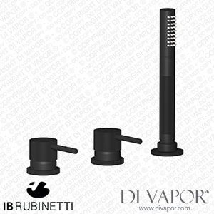 IB Rubinetti ID397NP Industria Three Holes Bath Filler with Overflow Outlet Connection Diverter and Shower Kit Spare Parts