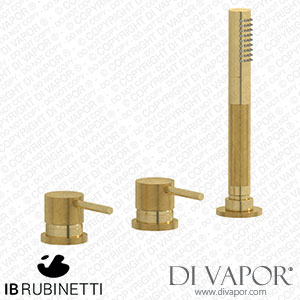 IB Rubinetti ID397ON Industria Three Holes Bath Filler with Overflow Outlet Connection Diverter and Shower Kit Spare Parts