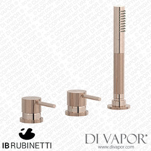 IB Rubinetti ID397RS Industria Three Holes Bath Filler with Overflow Outlet Connection Diverter and Shower Kit Spare Parts