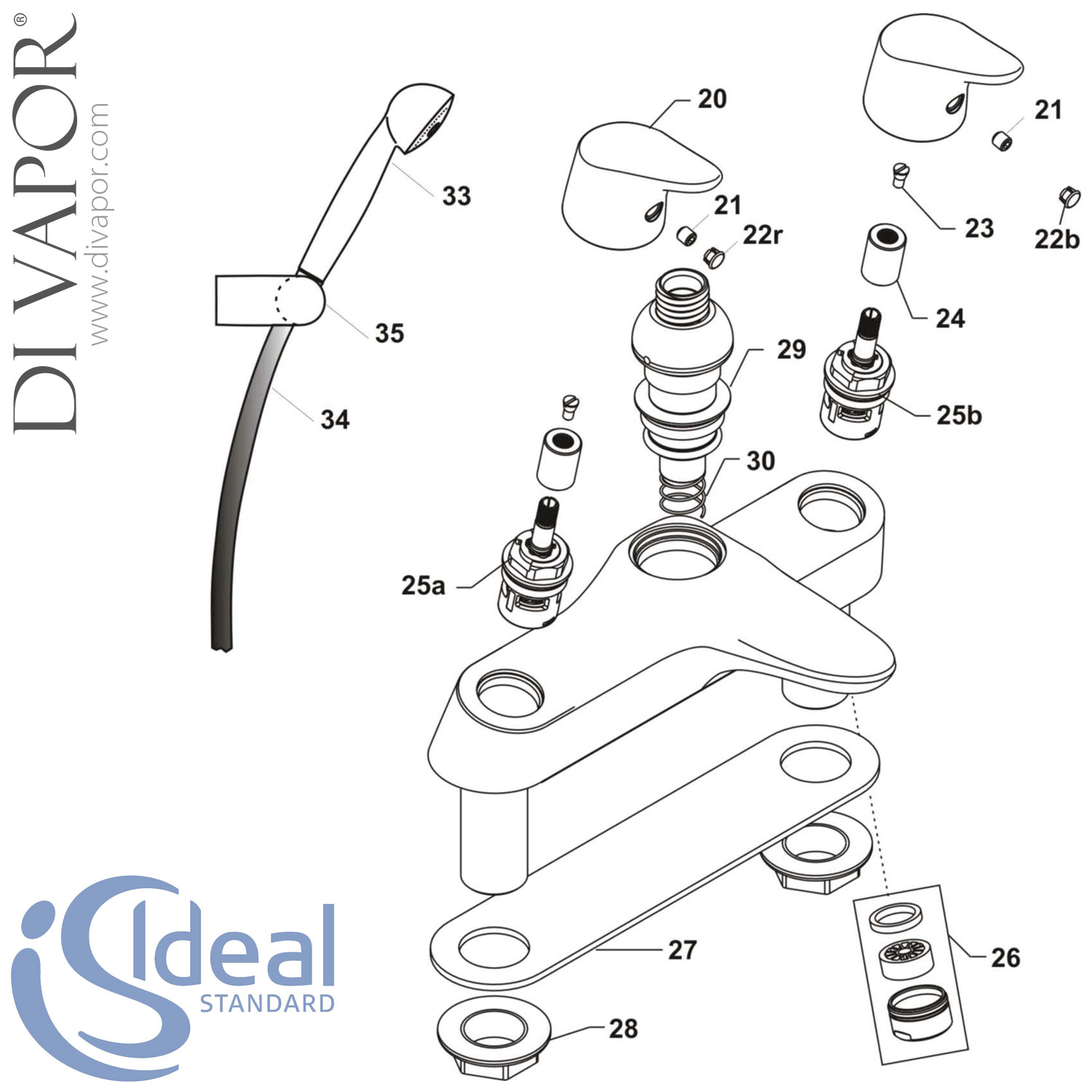 bath shower mixer tap washer replacement diagram