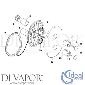 Ideal Standard Ascari Shower Valve Thermostatic Bin Trim Kit 2 Spare Parts - IDL DV 105