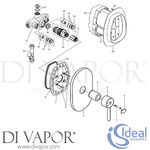 Ideal Standard Contour 21 Thermostatic Mixer Built In Non Domestic Shower Valve Spare Parts - IDL DV 107