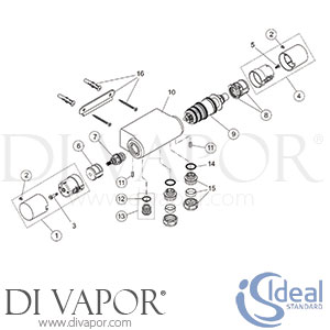 Ideal Standard Boost Shower Mixer Valve Exposed Chrome Spare Parts - IDL DV 113