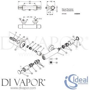 Ideal Standard Melange Shower Thermostatic Exposed Shower Valve Spare Parts - IDL DV 115