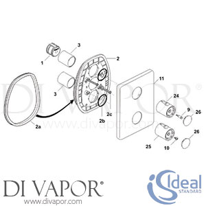 Ideal Standard Rivage Shower Valve Thermostatic Bin Trim Kit 2 Spare Parts - IDL DV 118