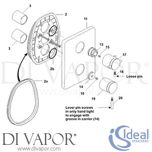 Ideal Standard Oposta Shower Valve Thermostatic Bin Trim Kit 2 Spare Parts - IDL DV 119