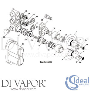 Ideal Standard Sandringham Therm Built In 3/4 Shower Valve Spare Parts - IDL DV 124