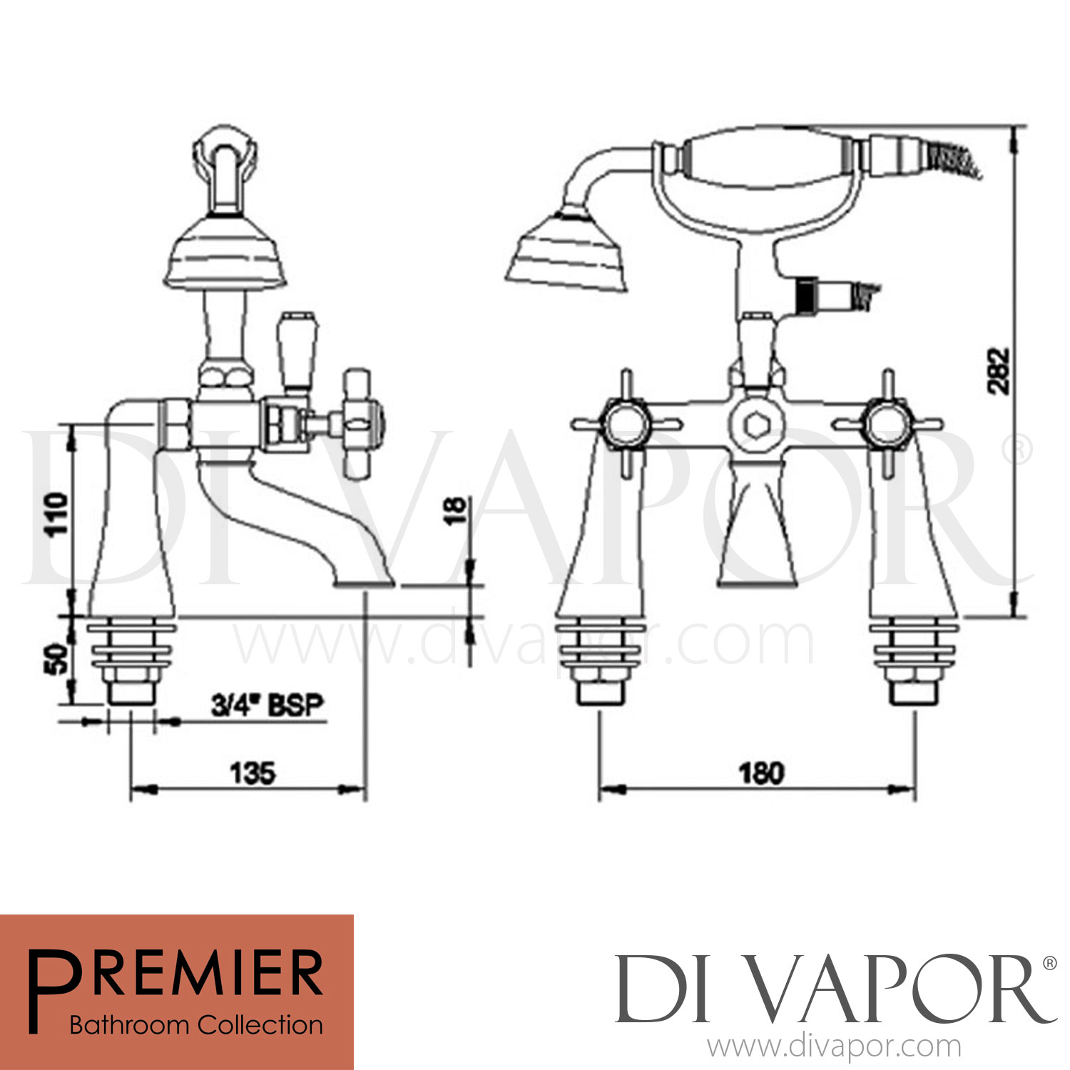 Premier / Nuie IJ324 Traditional 1/2" Bath Shower Mixer Tap Spare Parts