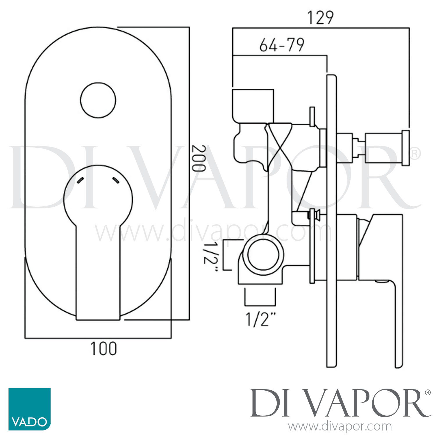 VADO ION147C/P Ion Concealed Shower Valve with Diverter Spare Parts