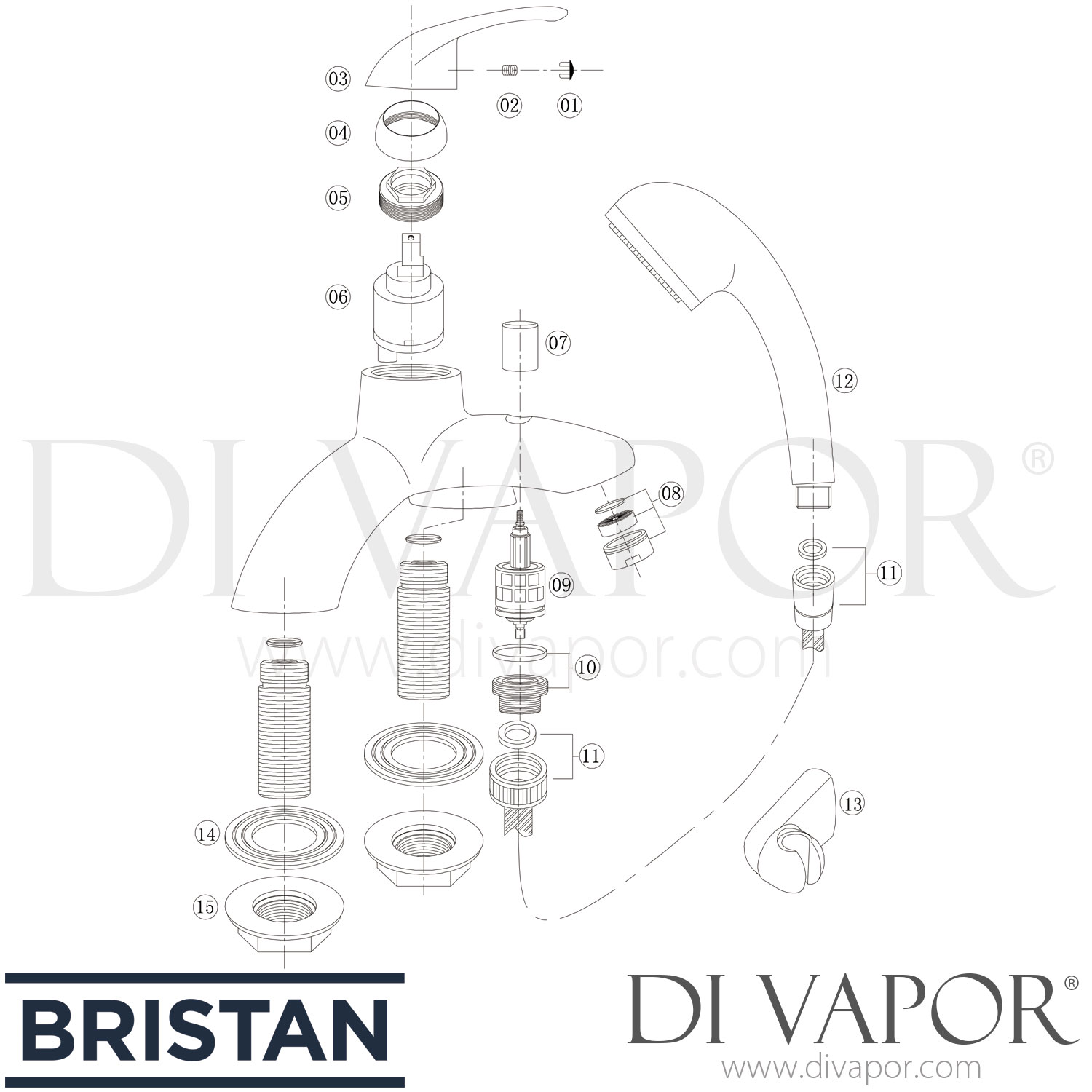 Bristan J SLPBSM C Java Bath Shower Mixer Tap Spare Parts