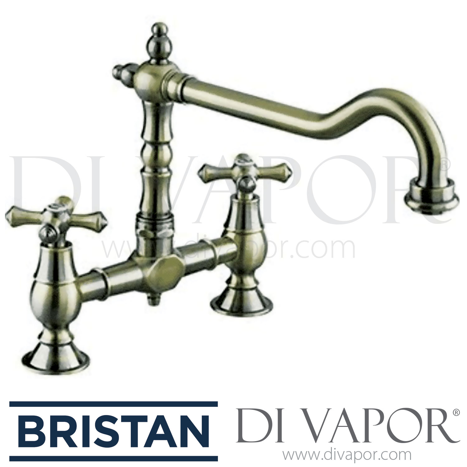 Bristan K BRSNK ABRZ Spülen-Mixer – Monoblock Brücke In Antik-Bronze, Schwenkbarer Auslauf, Für Niedrig- & Hochdruck