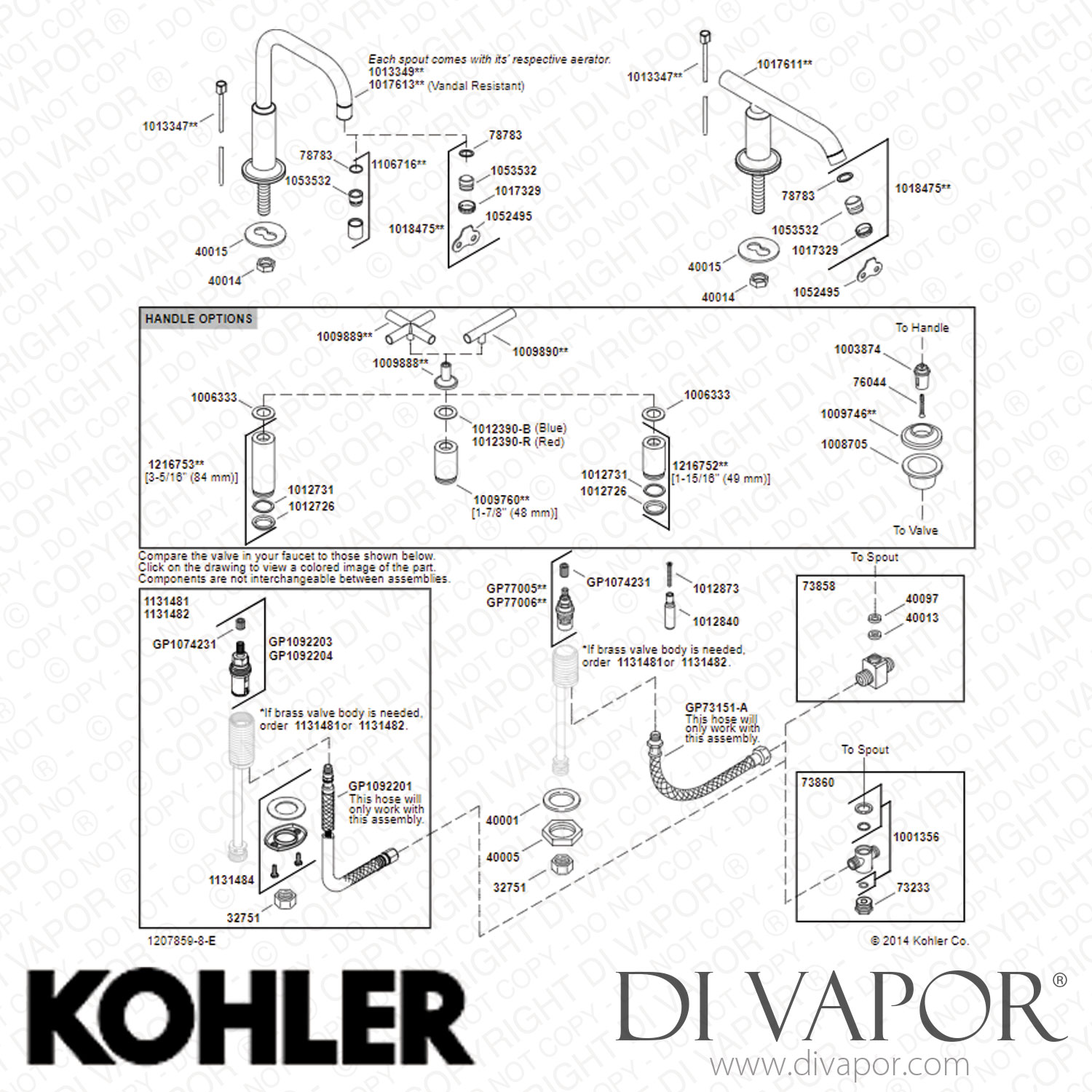Kohler Widespread Bathroom Sink Tap with Cross Handles, 1.2 GPM (K