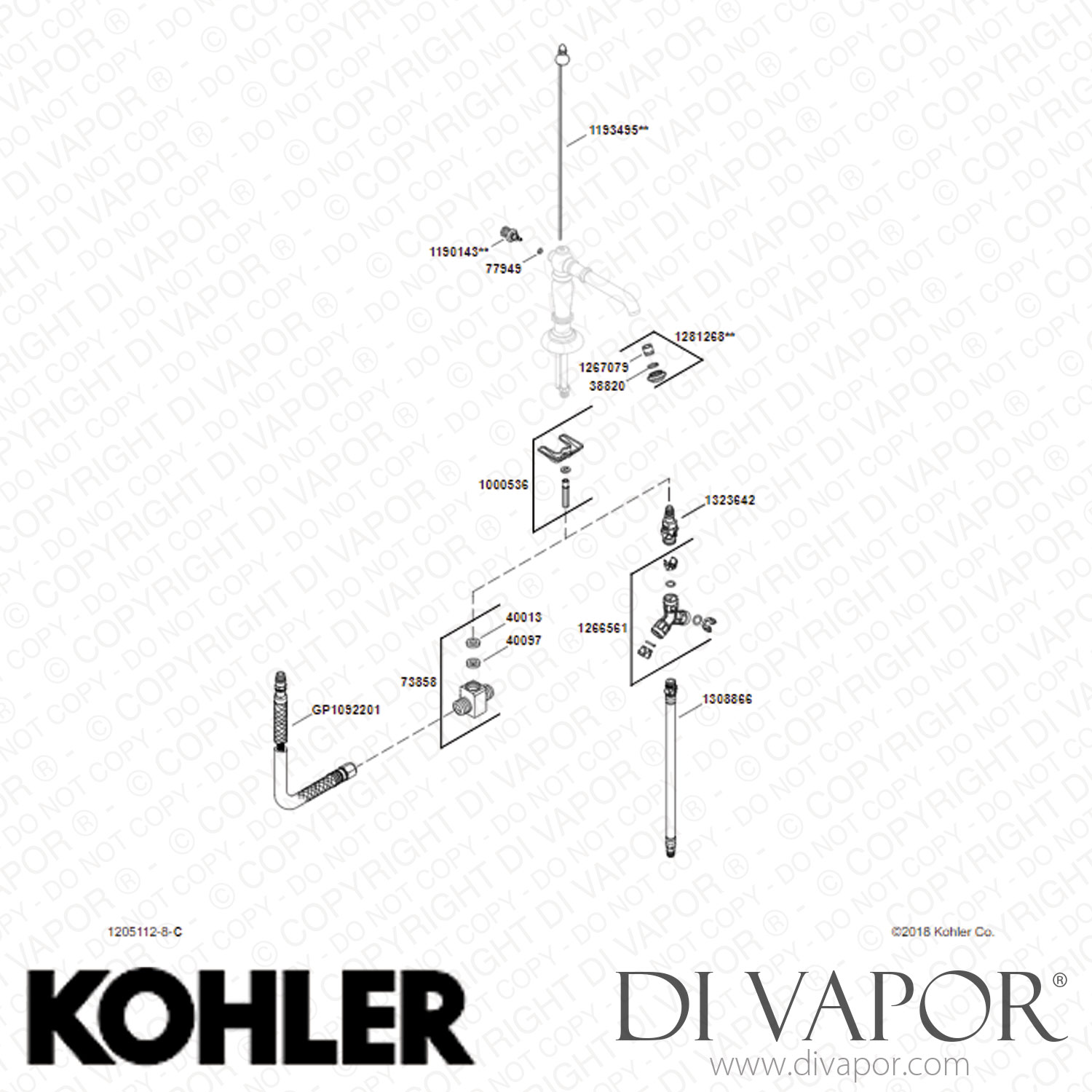 Kohler Widespread Bathroom Sink Spout (K72760AF) Spare Parts
