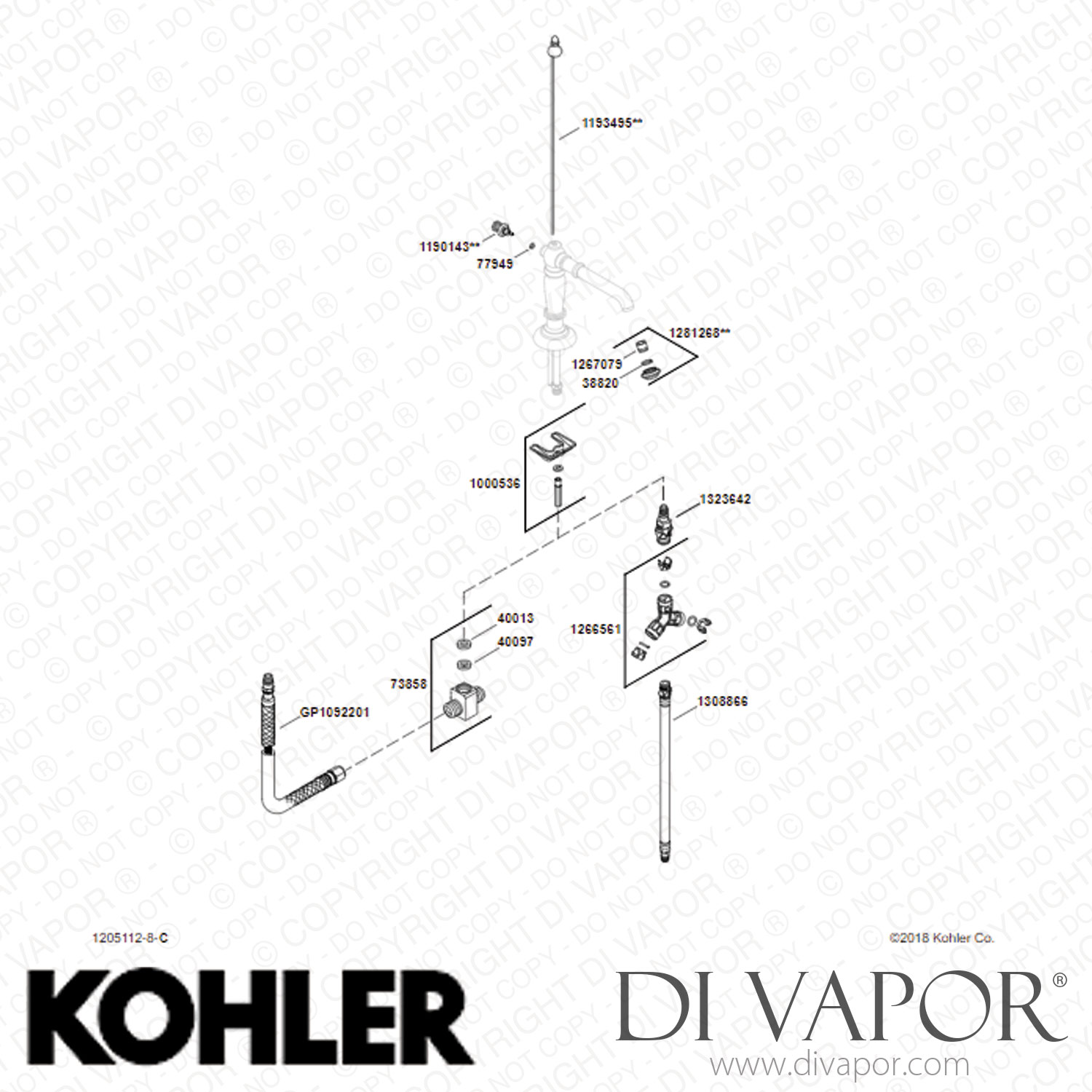 Kohler Widespread Bathroom Sink Spout (K72760SN) Spare Parts
