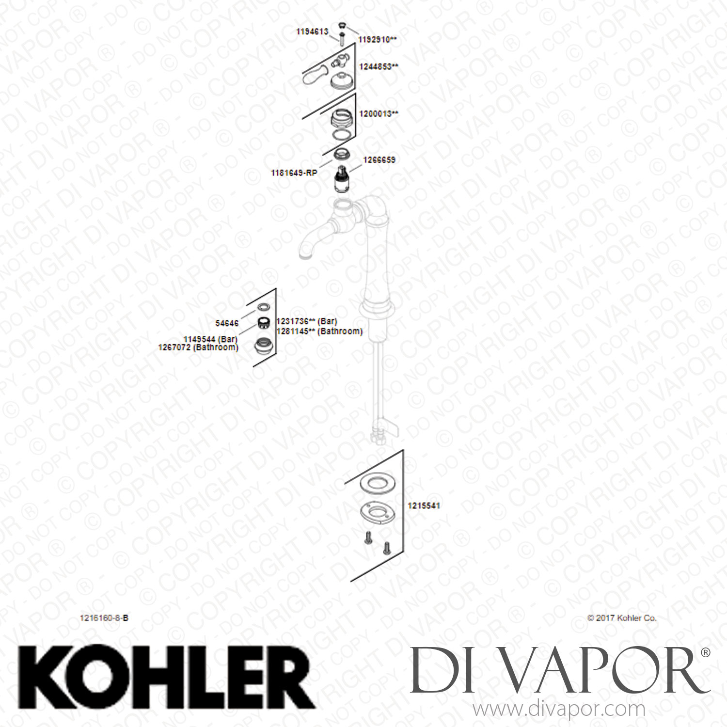 "Kohler Single-Handle Bathroom Sink Tap, 1.2 GPM (K-72763-9M-BV) Spare