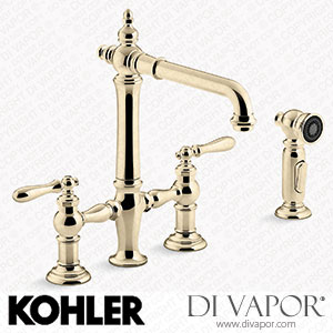 Kohler Two-Hole Bridge Kitchen Sink Tap with Side Sprayer (K-76519-4-AF) Spare Parts