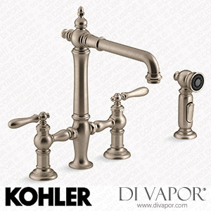 Kohler Two-Hole Bridge Kitchen Sink Tap with Side Sprayer (K-76519-4-BV) Spare Parts