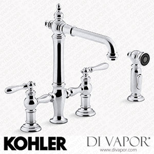 Kohler Two-Hole Bridge Kitchen Sink Tap with Side Sprayer (K-76519-4-CP) Spare Parts