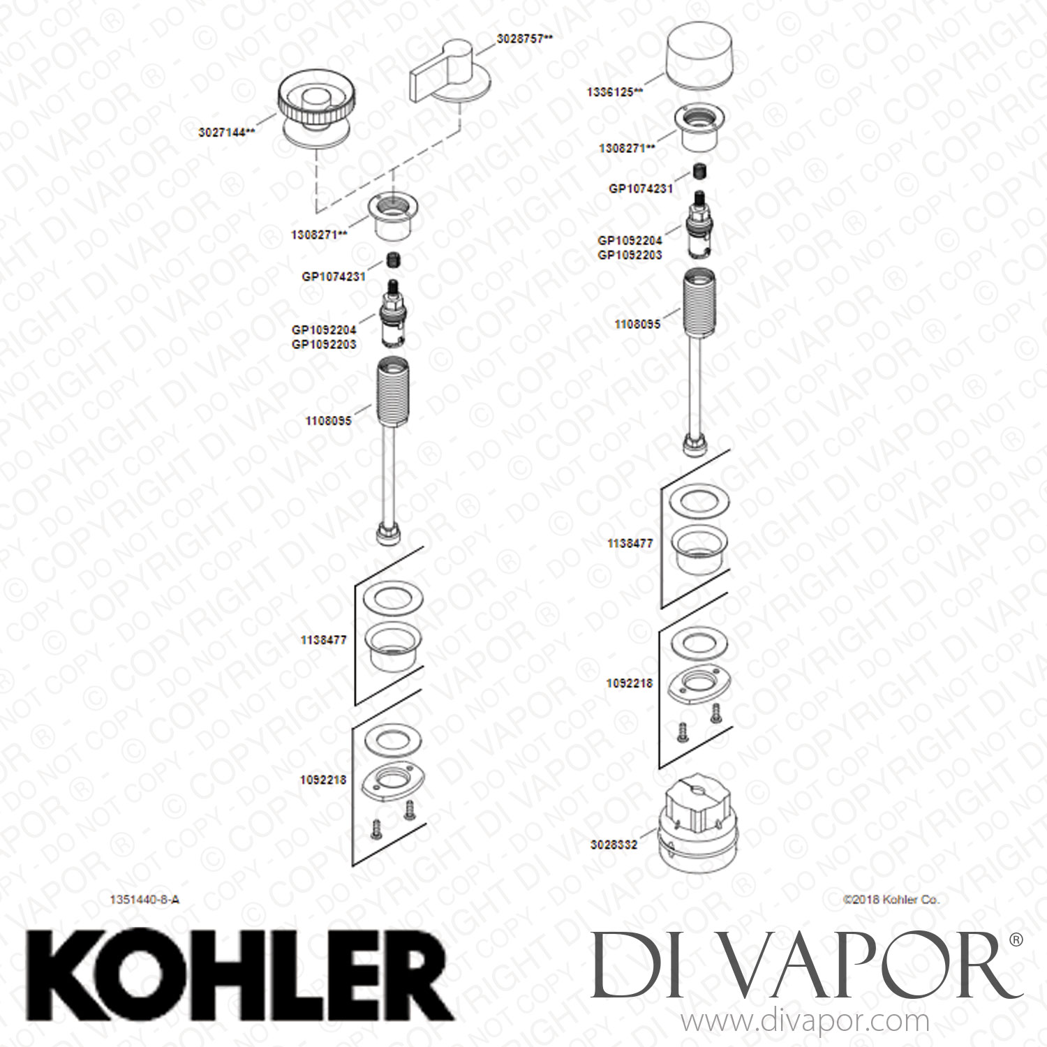 Kohler Oyl Bathroom Sink Tap Handles (K779748BL) Spare Parts