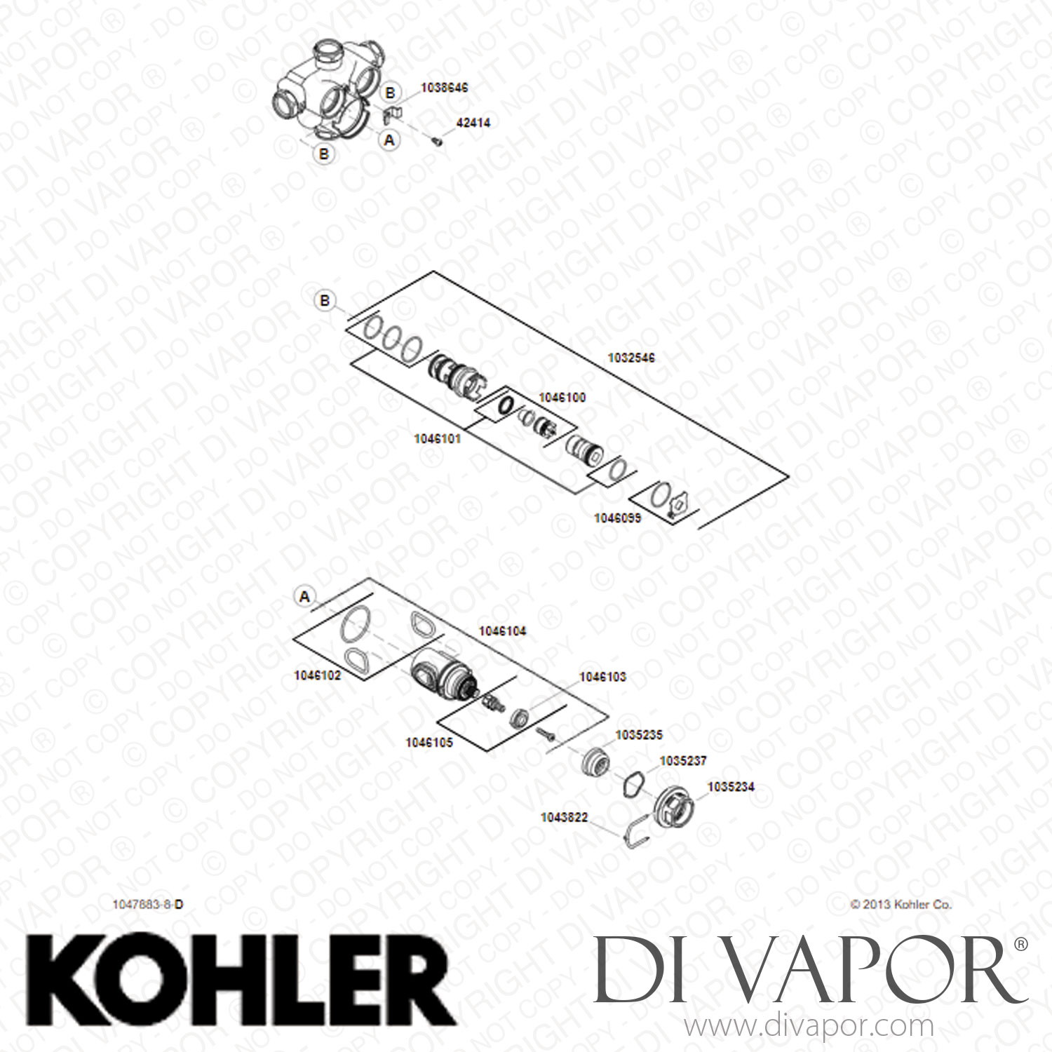 Kohler Temperature Control Valve Trim with Lever Handle (KT1448842MB