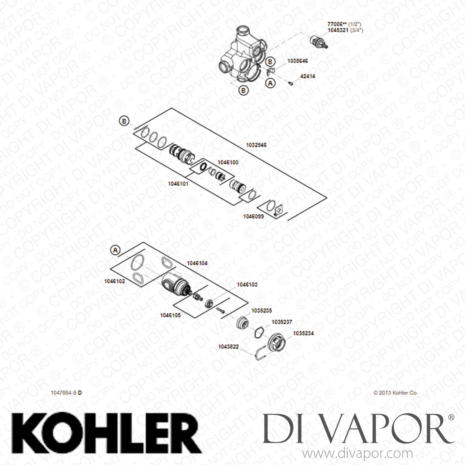 Kohler Temperature and Volume Control Valve Trim (KT144894CP) Spare