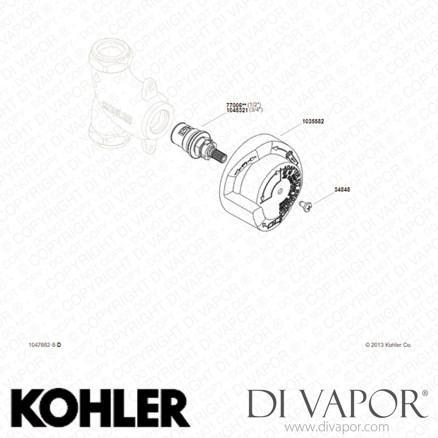 Kohler Volume Control Valve Trim with Lever Handle (KT144904CP