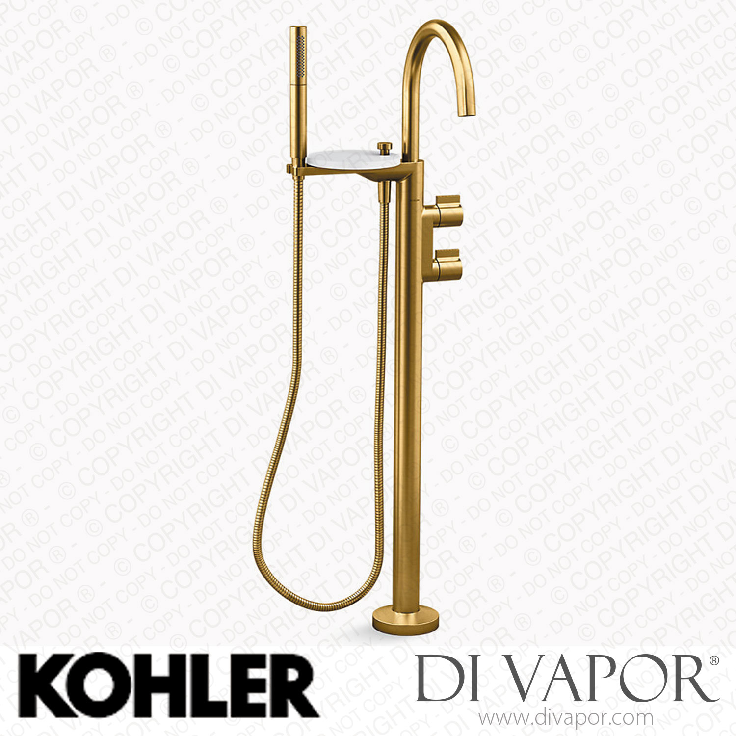 Kohler Floor-Mount Bath Filler Trim with Lever Handles and Handshower ...