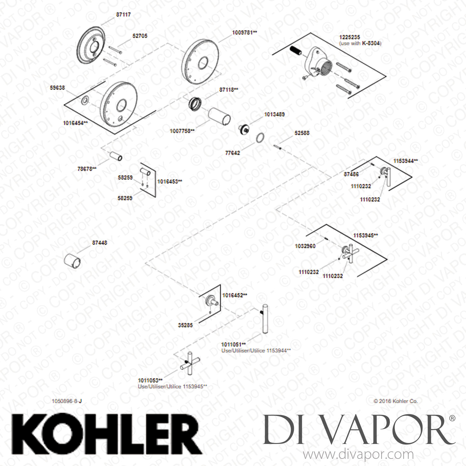Kohler Valve Trim with Lever Handle (KTS144234SN) Spare Parts