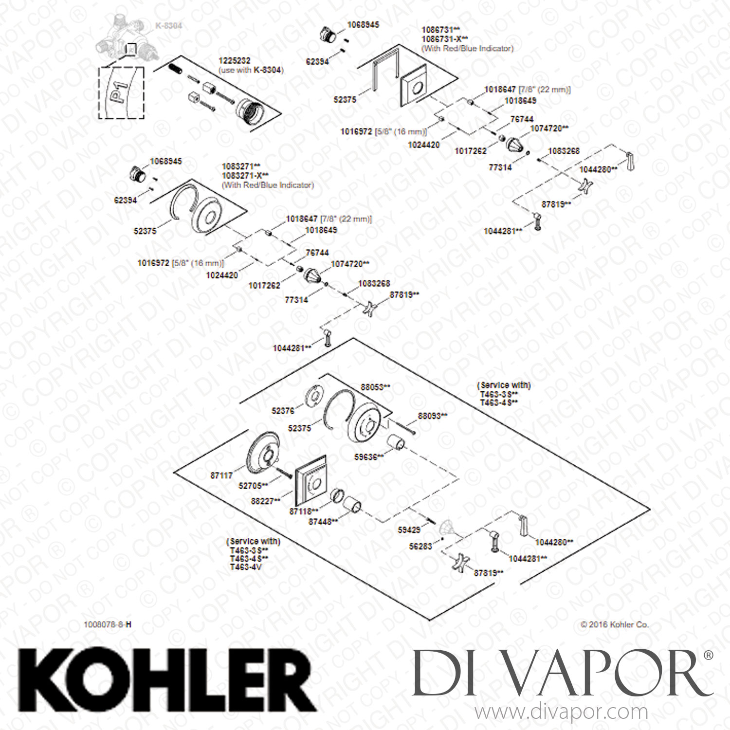 Kohler Valve Trim (KTS4634VBV) Spare Parts