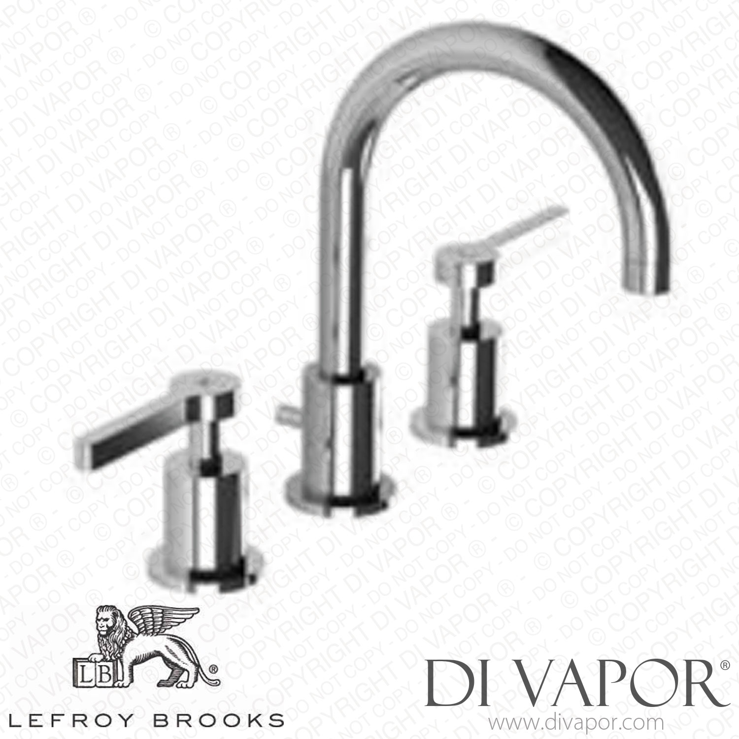 Lefroy Brooks KAFKA LEVER 3 HOLE BASIN MIXER WITH POPUP WASTE (K1 1103