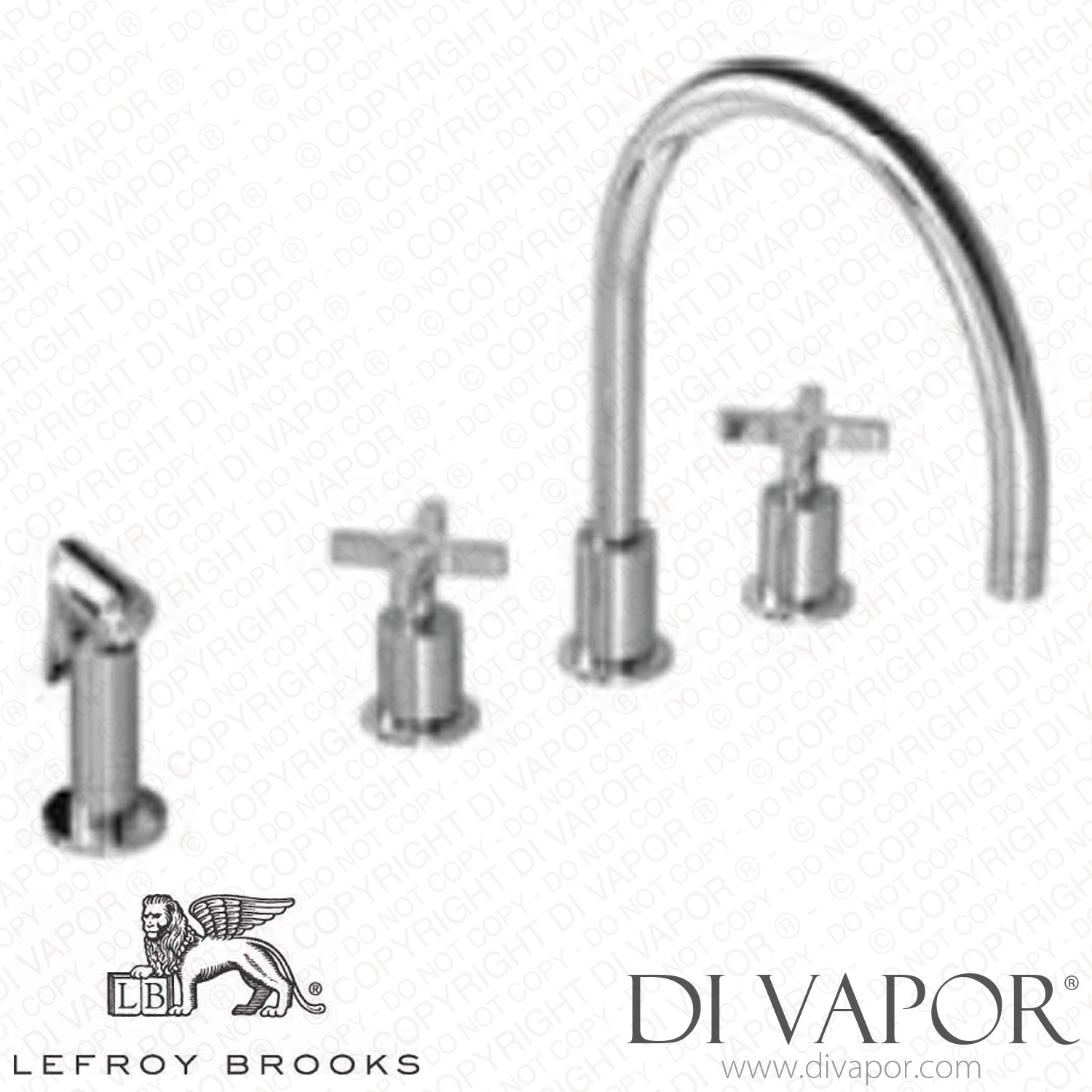 Lefroy Brooks KAFKA CROSS HANDLE 4HOLE KITCHEN MIXER WITH PULLOUT HAND