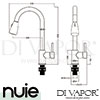 Nuie KC317 Pull out Mixer Tap Brushed Steel Spare Parts Diagram