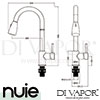Nuie KC318 Pull out Mixer Kitchen Tap Spare Parts Diagram