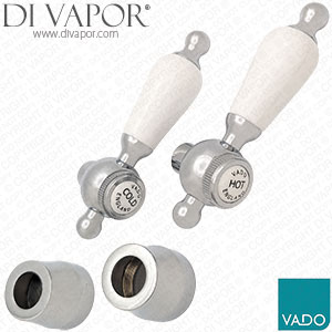 Vado Kensington Large Ceramic Hot & Cold White Handles in Chrome (KEN-2/W-C/P)