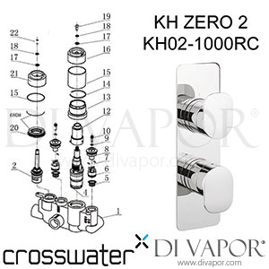 Crosswater KH02_1000RC KH Zero 2 Thermostatic Shower Valve - Post-2013 - Spare Parts