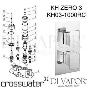 Crosswater KH03_1000RC KH Zero 3 Thermostatic Shower Valve - Post-2013 - Spare Parts