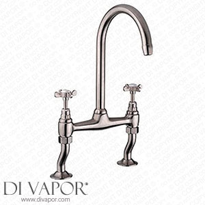 Dbs Traditional Kitchen Sink Bridge Mixer Tap with Cranked Legs & Twin Cross Head Handles Brushed Steel Finish Spare Parts
