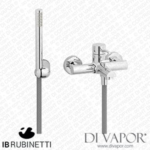 IB Rubinetti KU250CC Kusasi + Kusasi Short Wall Mounted Bath Filler Complete with Shower Kit Spare Parts