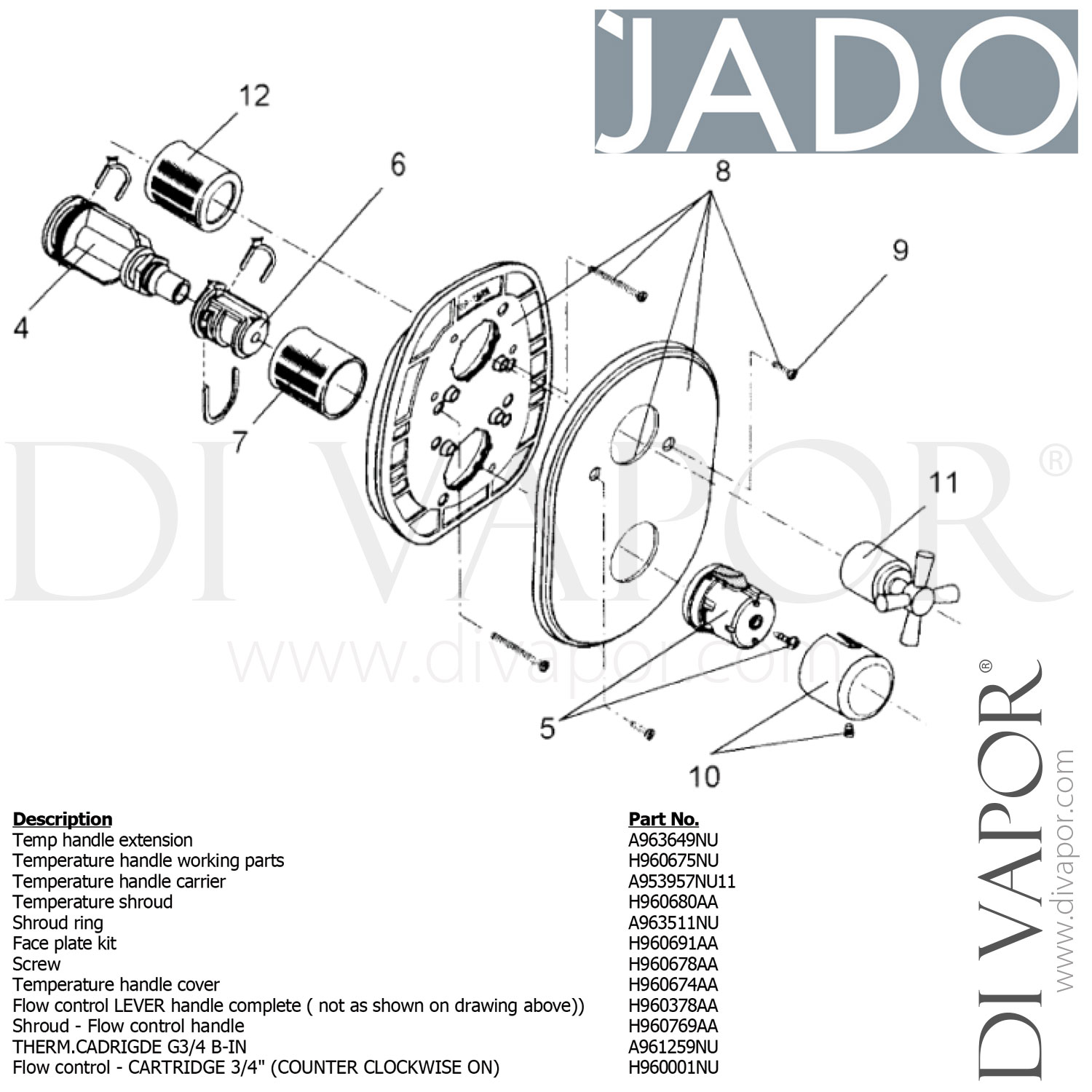 Jado L4059AA New Haven Dual Control Built In Thermostaic Shower Valve