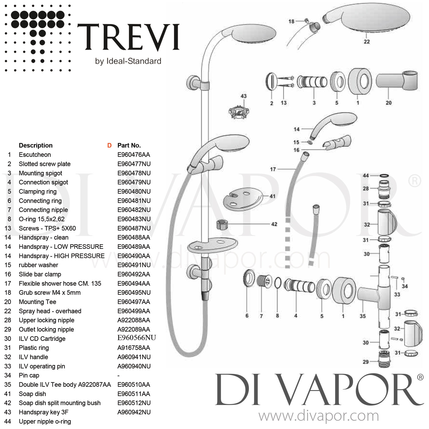 Trevi L6839AA Ascari BuiltIn Thermostatic Shower Valve with Moonshadow
