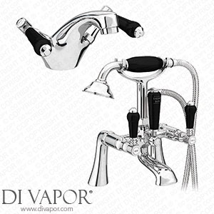 Victorian Plumbing Lancaster Black Traditional Tap Package (Bath + Basin Tap) - LANCBPK Spare Parts
